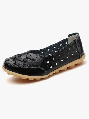 Women's Black Comfy Foldable Leather Moccasins🆕✨